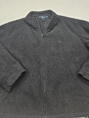Vintage Wool Polo by Ralph Lauren Charcoal Gray Bomber Jacket